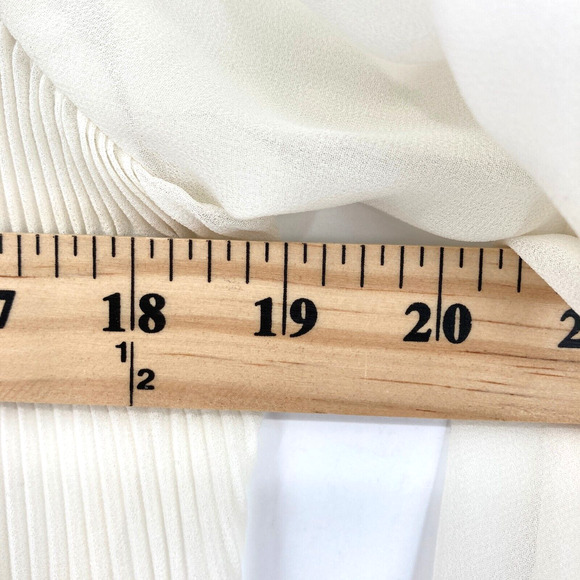 Kenneth Cole Blouse Top Womens Petite Small White Chiffon Drawstring V Neck - Picture 13 of 15